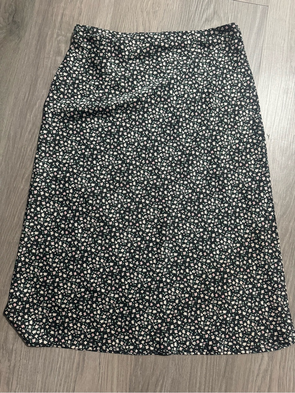 H&M Black Midi Skirt with White & Pink Floral Print